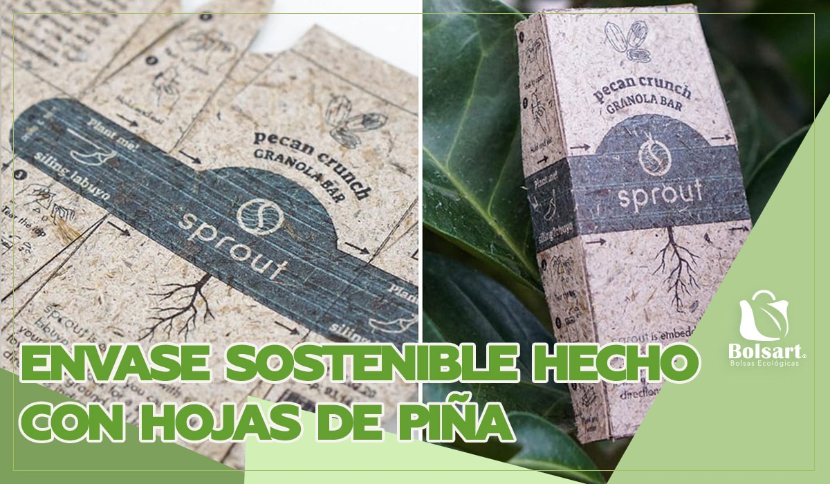 ENVASE SOSTENIBLE HECHO CON HOJAS DE PIÑA DESECHADAS QUE SE CONVIERTEN EN UNA NUEVA PLANTA